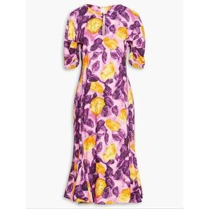 MARNI Pleated Floral-print Crepe Midi Dress